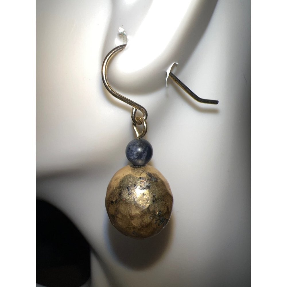 Vintage Metal Gold and Bead Earrings